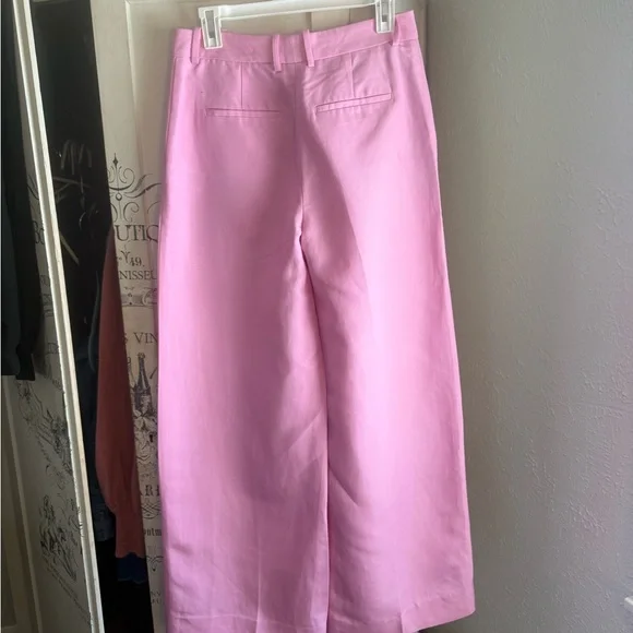 NWT Reiss Raine Tailored Pink Wide-Leg Linen Blend Trouser Pants - Picture 8 of 16